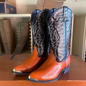 LAREDO Mens Size 8.5 D Atlanta Lizard Print Pointed Toe Cowboy Dress Boots 68086